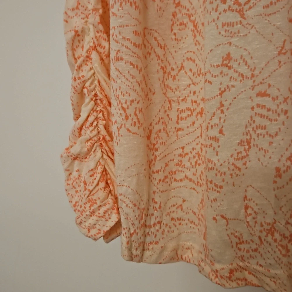 Free People Sahara print top peachy coral SP oversized Flowy Boho festival NWT